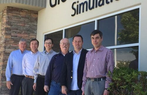Equipe de gerenciamento na GlobalSim Crane Simulators