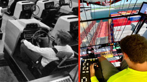 early simulators compared to modern crane simulators